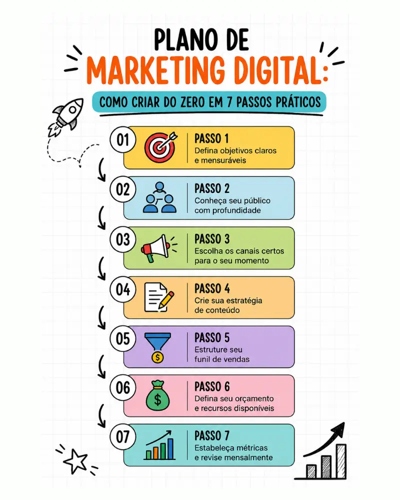 infográfico 7 passos para criar um plano de marketing digital