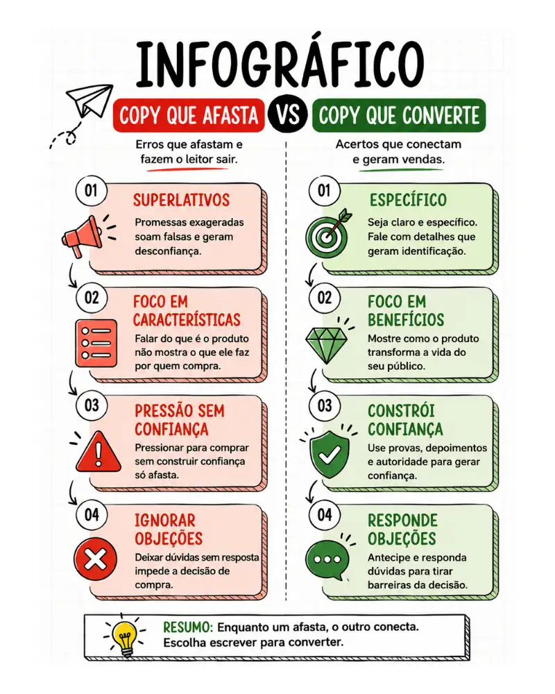 erros e acertos do copywriting para iniciantes comparativo
