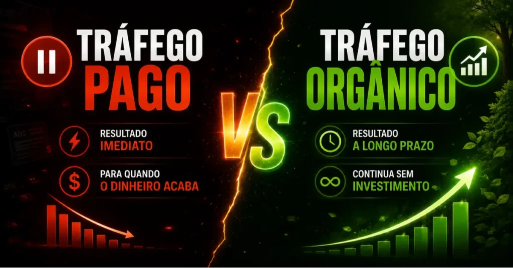 diferença entre tráfego orgânico e tráfego pago comparativo